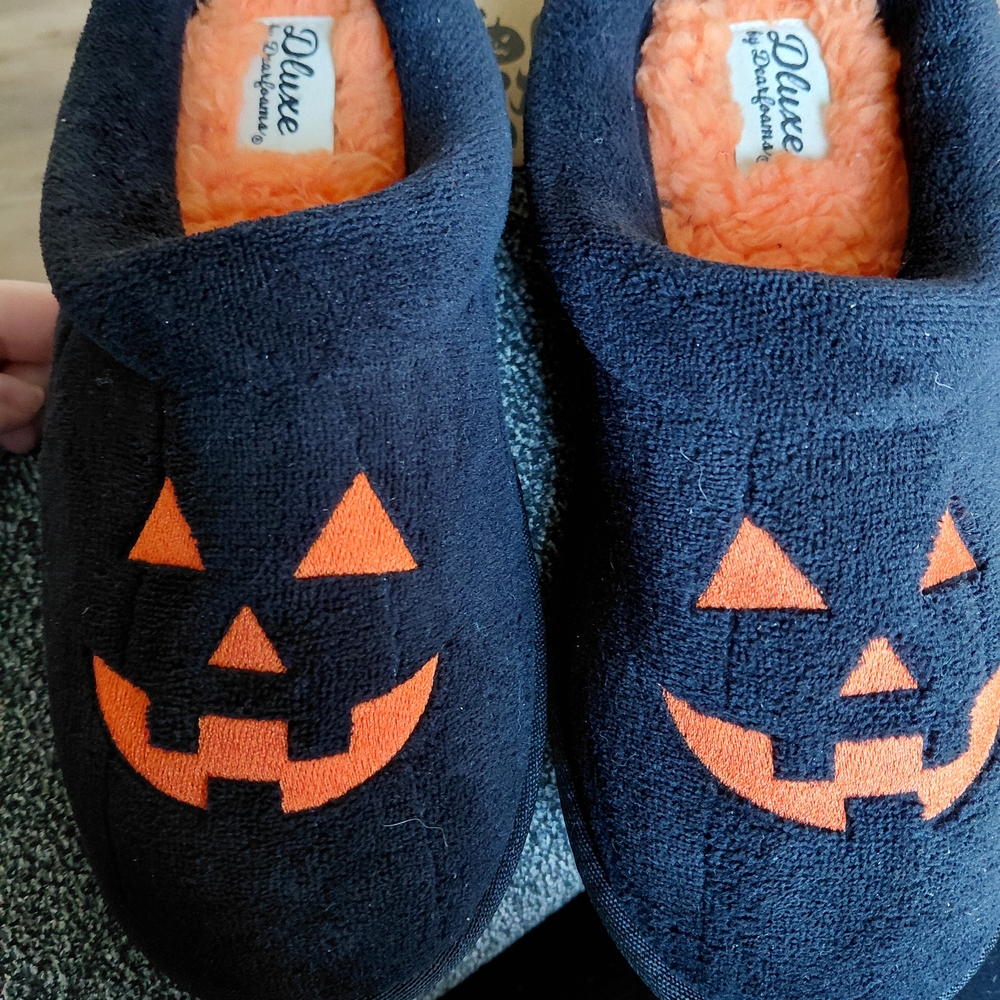 Luxe Black and Orange Halloween Slippers